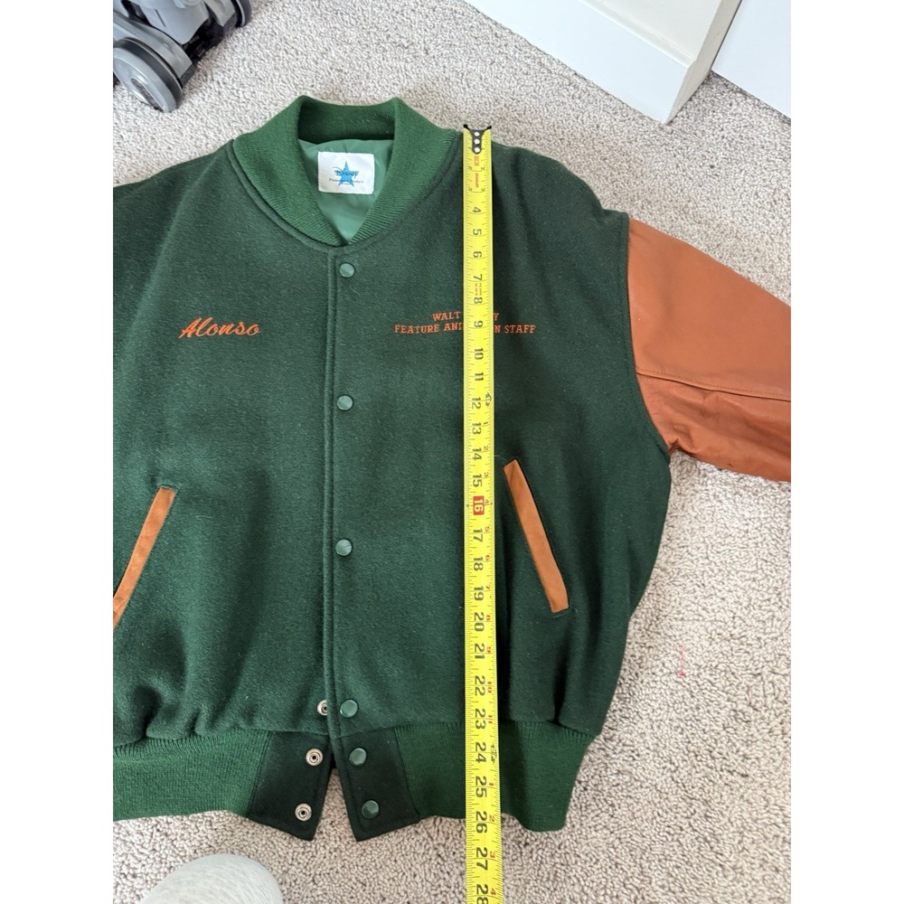 VTG Disney Lion King Animation Crew Letterman varsity jacket Size L Rare Green - Picture 7 of 8